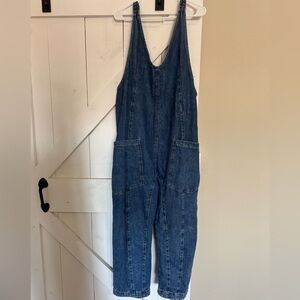 Free People High Roller Denim Jumpsuit